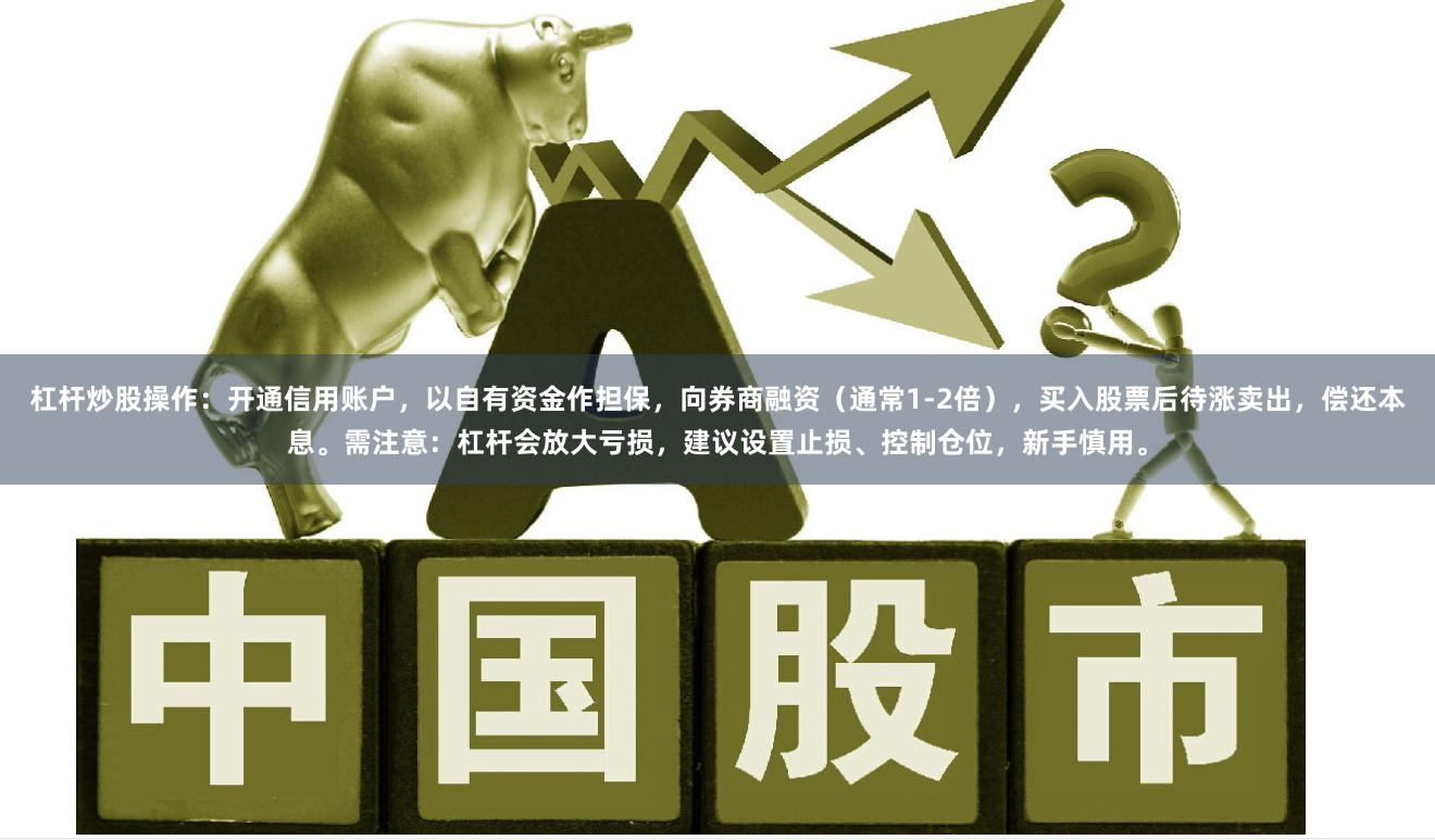 杠杆炒股操作：开通信用账户，以自有资金作担保，向券商融资（通常1-2倍），买入股票后待涨卖出，偿还本息。需注意：杠杆会放大亏损，建议设置止损、控制仓位，新手慎用。